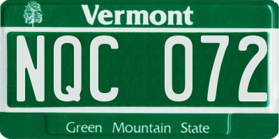 VT license plate NQC072