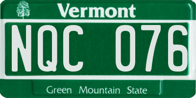 VT license plate NQC076