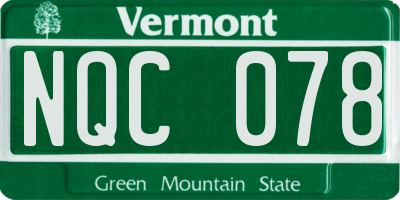 VT license plate NQC078