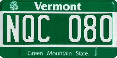 VT license plate NQC080