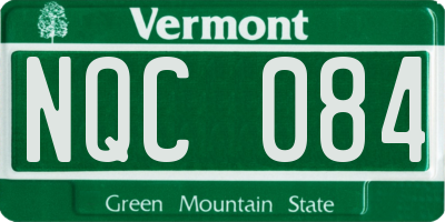 VT license plate NQC084
