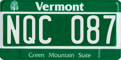 VT license plate NQC087