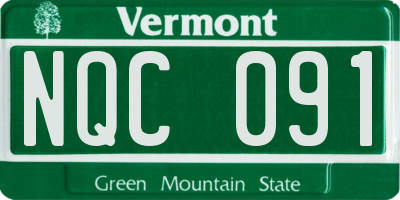 VT license plate NQC091