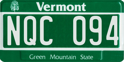 VT license plate NQC094