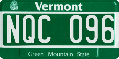 VT license plate NQC096