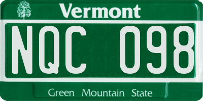 VT license plate NQC098