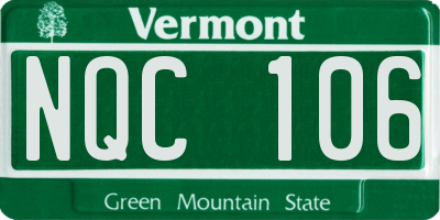 VT license plate NQC106