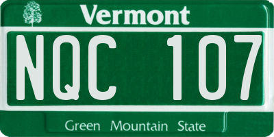 VT license plate NQC107