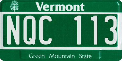 VT license plate NQC113