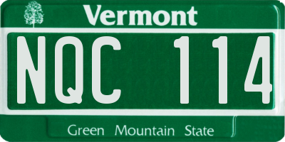 VT license plate NQC114
