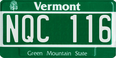 VT license plate NQC116