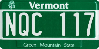VT license plate NQC117