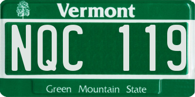 VT license plate NQC119