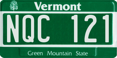 VT license plate NQC121
