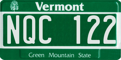 VT license plate NQC122