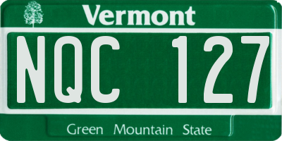 VT license plate NQC127