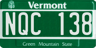 VT license plate NQC138