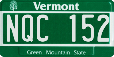 VT license plate NQC152