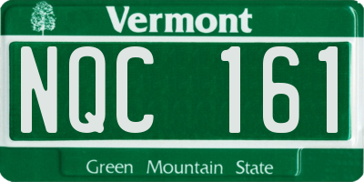 VT license plate NQC161