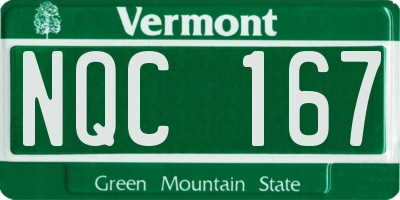 VT license plate NQC167