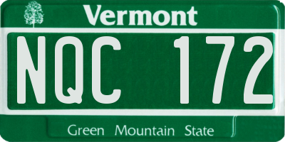 VT license plate NQC172
