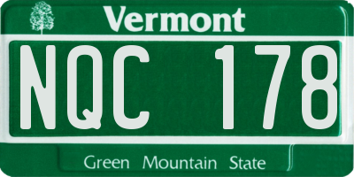 VT license plate NQC178