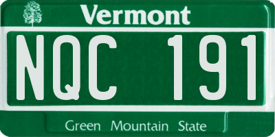 VT license plate NQC191