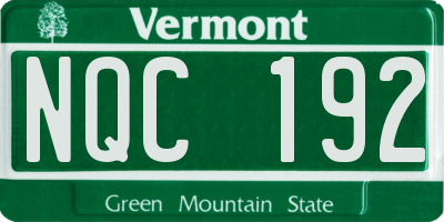 VT license plate NQC192