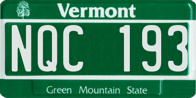 VT license plate NQC193