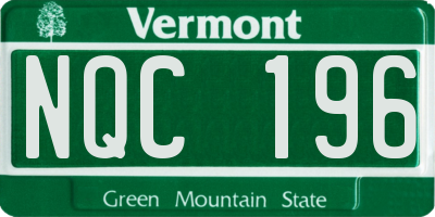 VT license plate NQC196