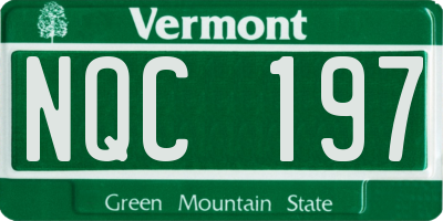 VT license plate NQC197