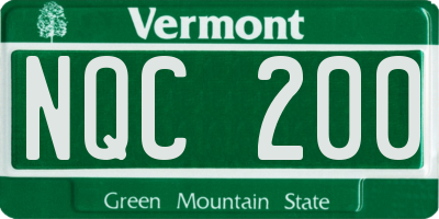 VT license plate NQC200