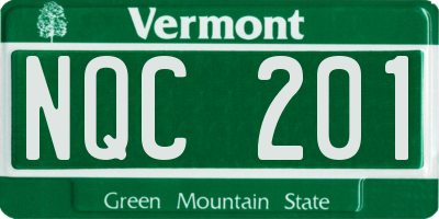 VT license plate NQC201
