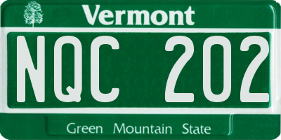 VT license plate NQC202