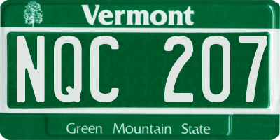 VT license plate NQC207