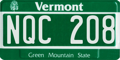 VT license plate NQC208