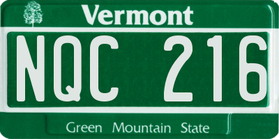 VT license plate NQC216