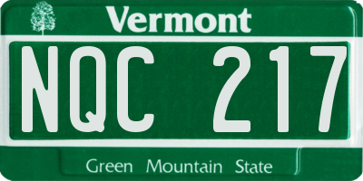 VT license plate NQC217