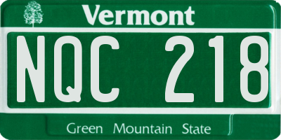 VT license plate NQC218