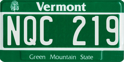 VT license plate NQC219