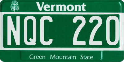VT license plate NQC220