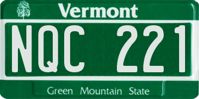 VT license plate NQC221