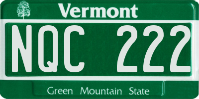 VT license plate NQC222