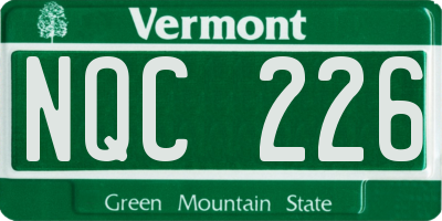 VT license plate NQC226