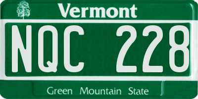 VT license plate NQC228