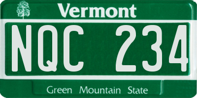 VT license plate NQC234