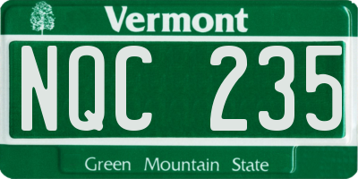 VT license plate NQC235