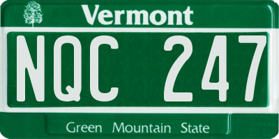 VT license plate NQC247