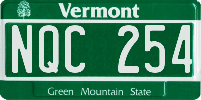 VT license plate NQC254