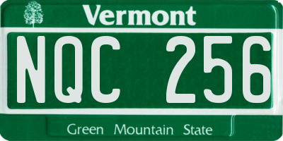 VT license plate NQC256
